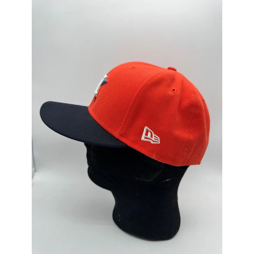 New Era Houston Astros 59FIFTY Fitted Orange Navy Blue MLB Baseball Size 7 1/4‎